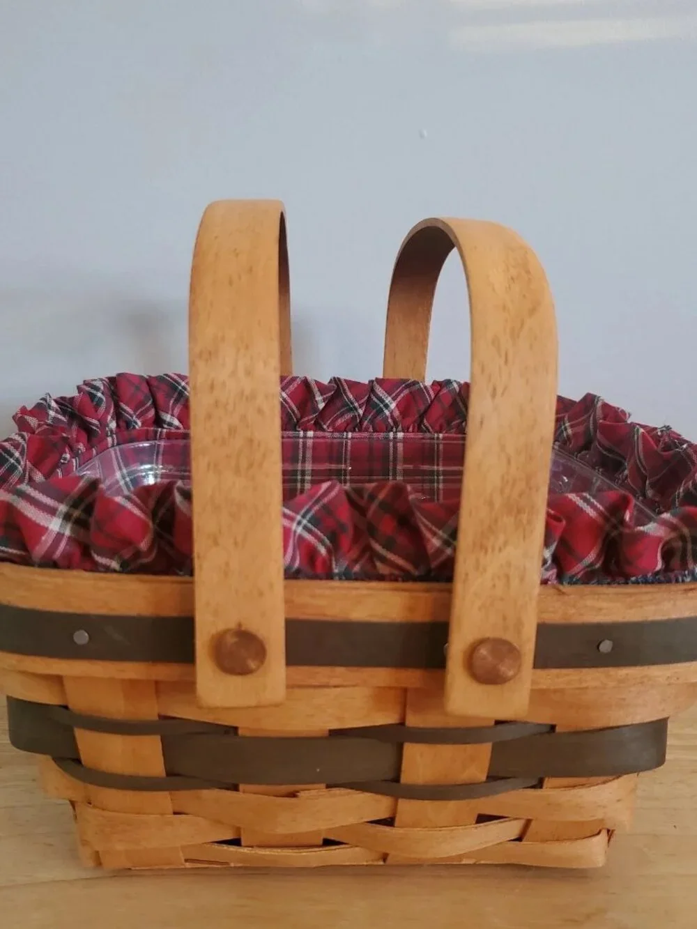 Longaberger 1993 Christmas Collection Bayberry Basket, Liner & Protector Combo